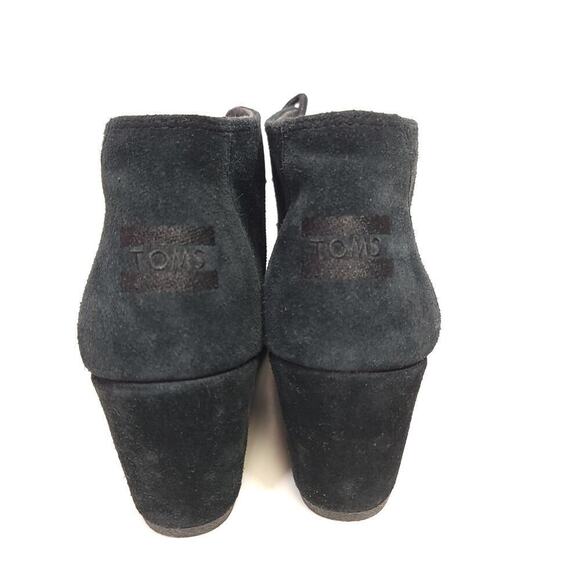 Toms Black Wedge Bootie Shoes Size 9 Heel Womens Used​​ - Picture 4 of 12